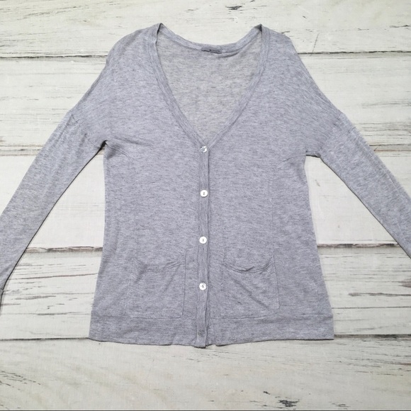 Revolve LA Made Sweater Cardigan Gray Pockets Button Small - Picture 10 of 13